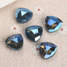 10pcs 18mm Triangle Faceted Crystal Glass Loose Beads for Jewelry Making-Grayish Blue