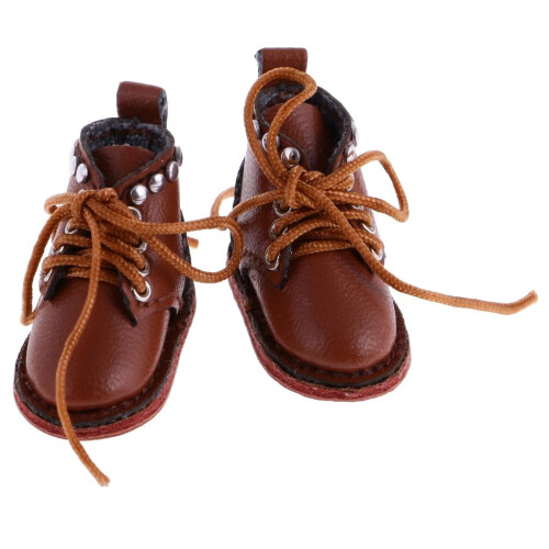 Par de botas fofas de couro PU, ideais para bonecas de 30 cm (12 polegadas), acessórios para vestir. Marrom. 1