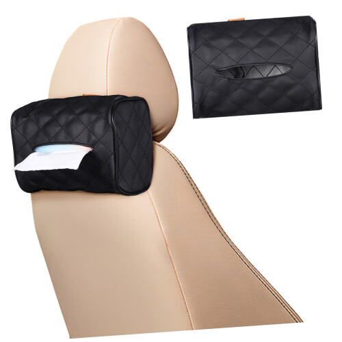 Car Tissue Holder for Visor and Headrest, Compact SpaceSaving Organizer with Modern Minimalist Design