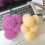 Faux Fur Grape Keychain Light Gray 4