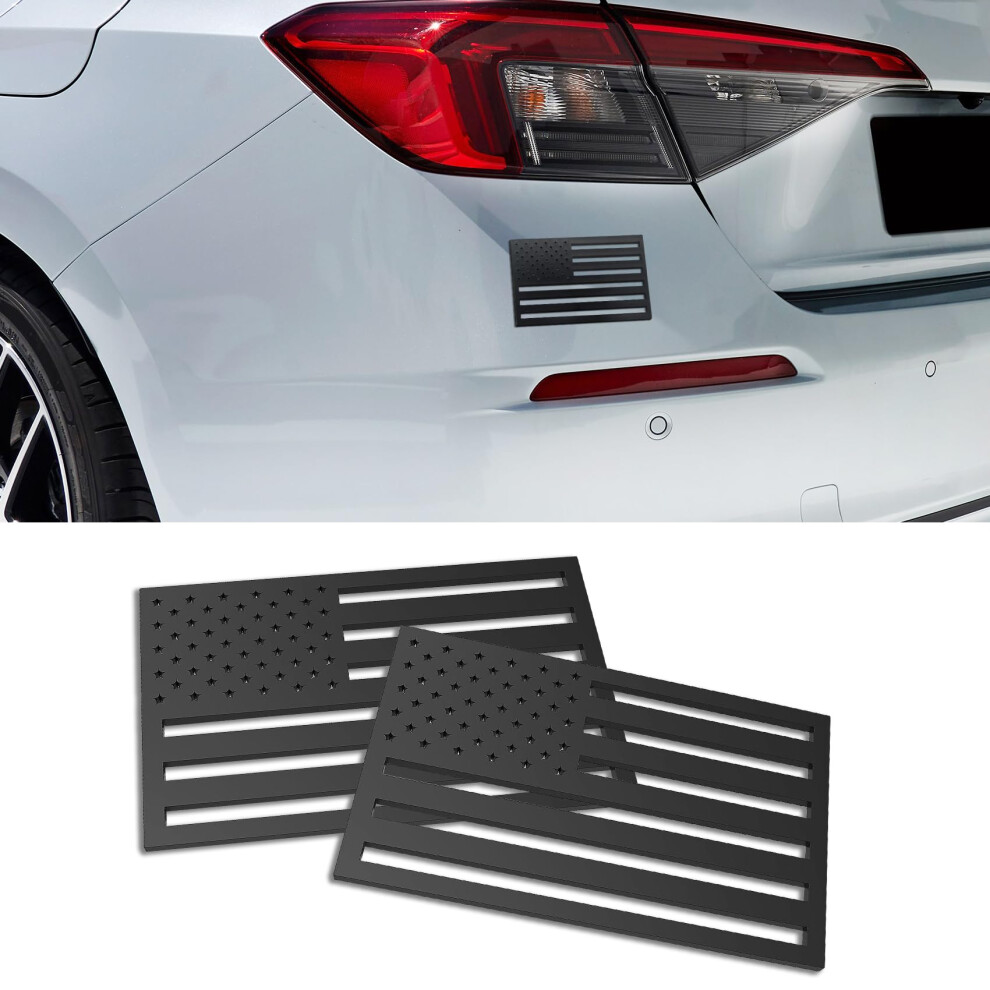 2Pcs 3D Metal American Flag Car Decal 5X3 Inch, Embossed Waterproof Aluminum Emblem For Truck Black 9330225090915