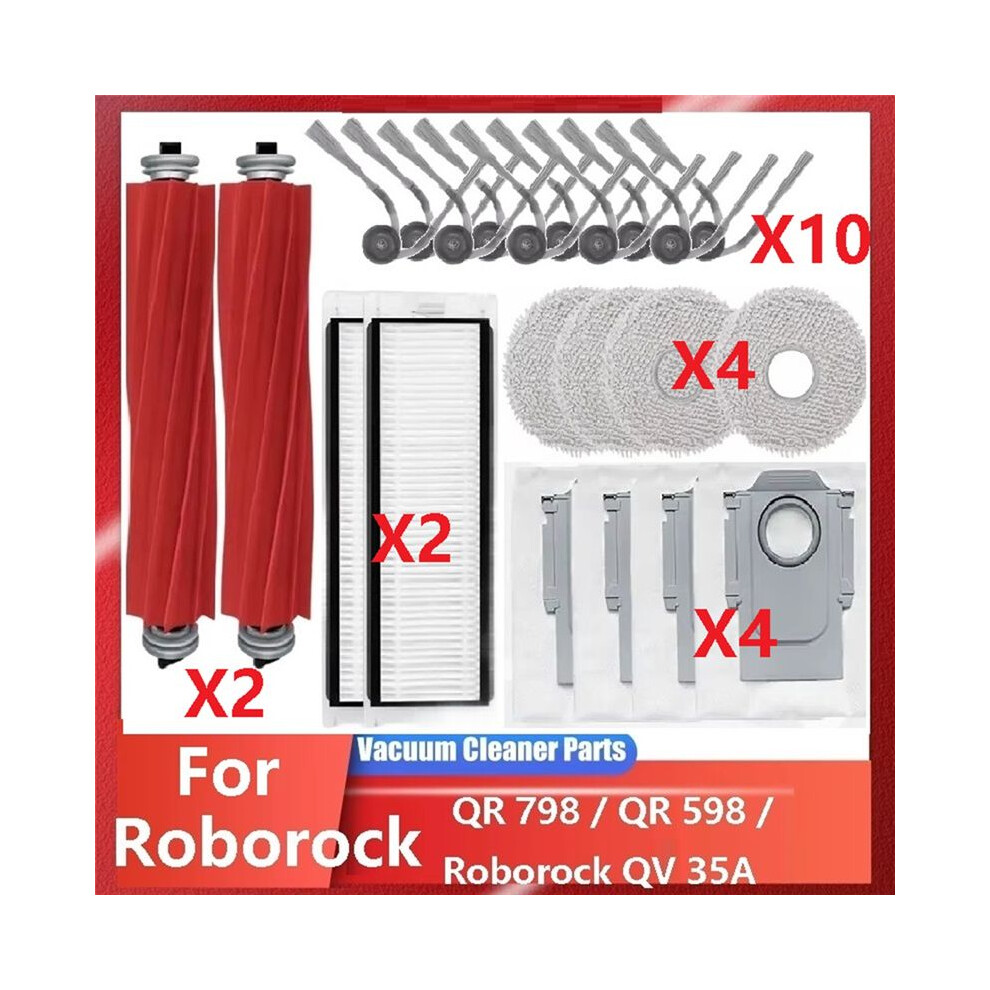 Compatible For Qr 798 / Qr 598 / Qv 35A Vacuum Parts Main Roller Side Brush Hepa Filter Mop Cloth 6031563886545