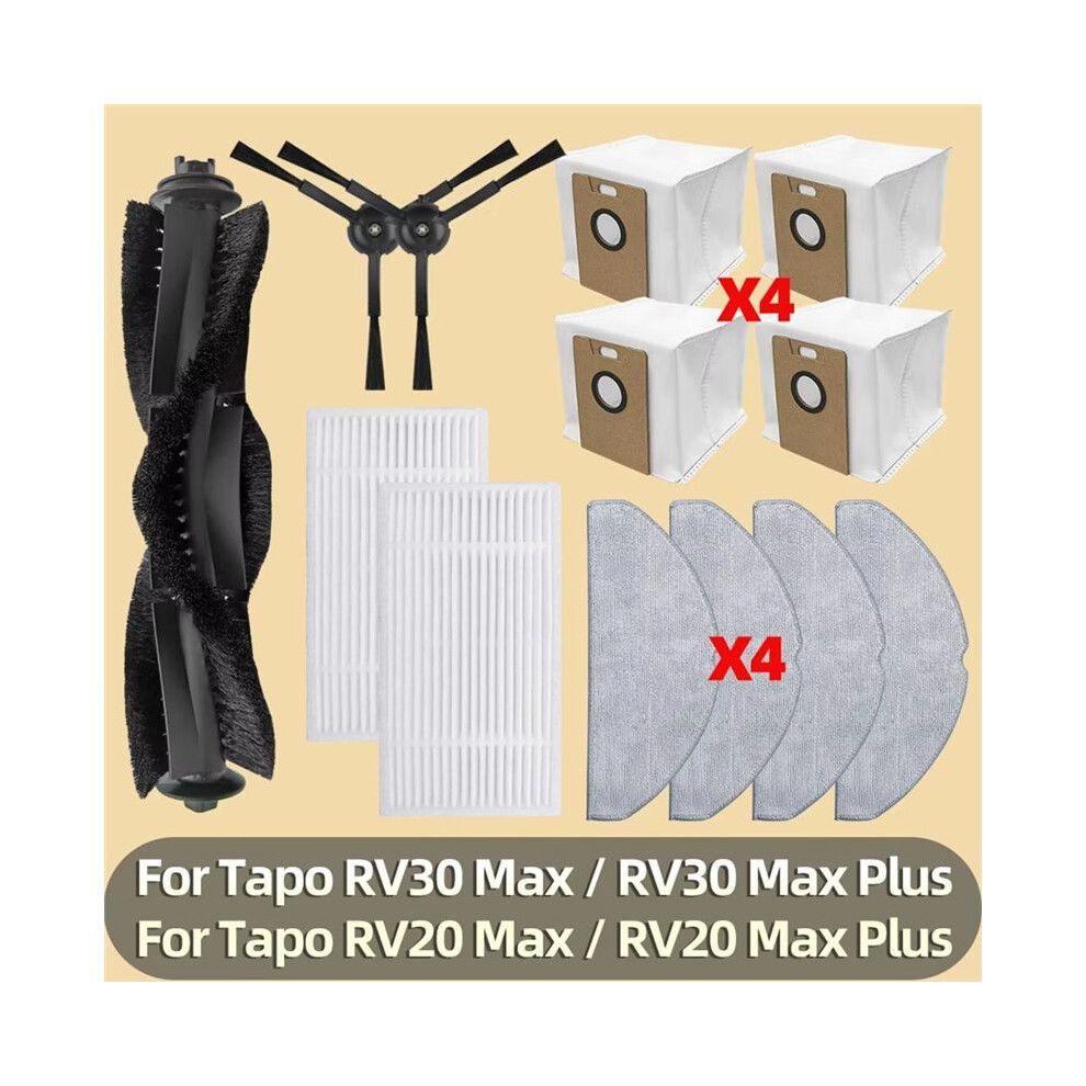 For Tapo Rv30 Max/Rv30 Max /Rv20 Max/Rv20 Max Vacuum Parts Filter Main Side Brush Mop Pad 6033105614432
