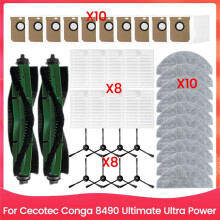 Do Części Zamiennych dla Cecotec dla Conga 8490 Ultra Power Główna Szczotka Boczna Filtr HEPA Ściereczka do Mopa Worek na Kurz A