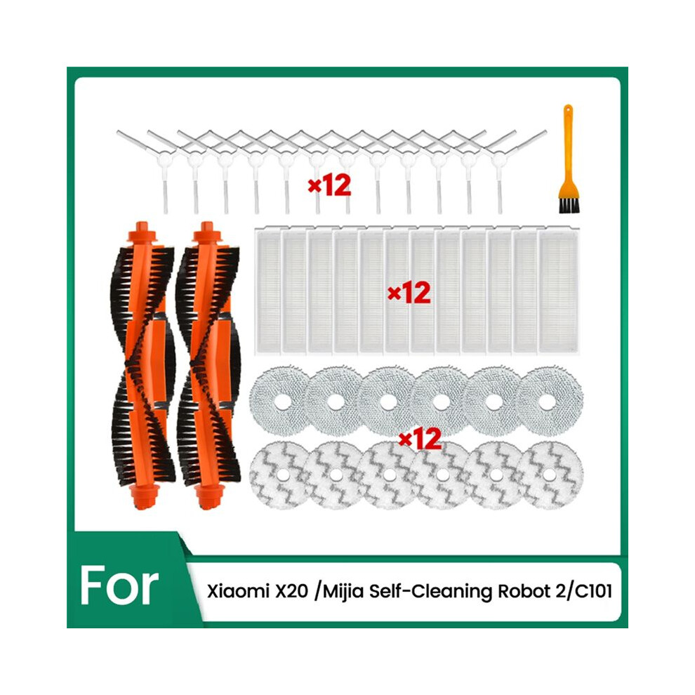 39Pcs For X20 /Mijia Self-Cleaning Robot 2/C101 Vacuum Cleaner Accessories Roller Brush Hepa Filter Mop Cloth 6031082287878
