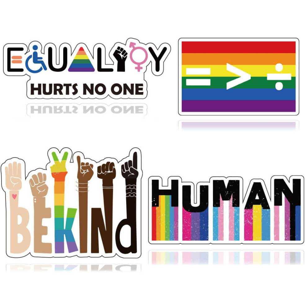 Be Kind Equality Bumper Stickers Set Of 4 Waterproof Faderesistant Car Decals With Inspiring Messages 9092120257502