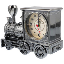 Antique Locomotive Shape Alarm Clock Plastic Model 1 Set Creative Desktop Decor Grey