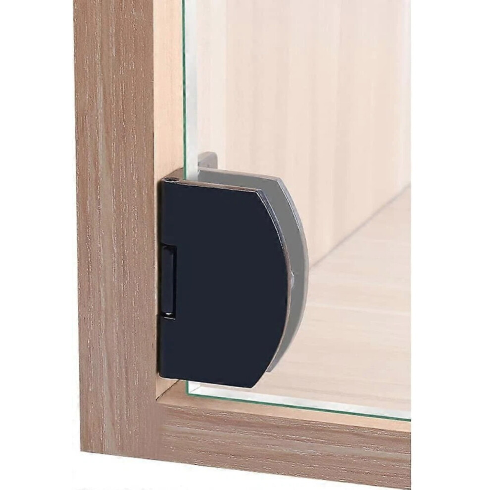 2 Pcs Cabinet Glass Door Hinge Bathroom Frameless Clamp Glass Door Cabinet Showcase Cupboard Clamp 90 Degree Hinge (Black) 6083684304194