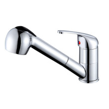 Pull-out Kitchen Faucet, Kitchen Faucet with Spray, Sink Mixer Tap Low Spout, 360 Rotating Kitchen Sink Faucet, Chrome, Silver