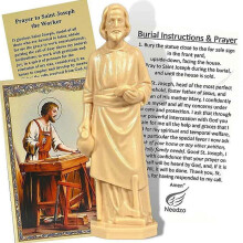 Estatua de San José para vender una casa, 6 cm (2,36 pulgadas), con tarjetas de instrucciones y oración, juego completo para uso inmobiliario.
