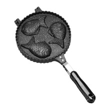 Cast Iron Taiyaki Maker Fish Shaped Cake Pan with Deep Cavity Nonstick Design 41x20cm