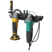 Metal Angle Grinder Bracket Wall-Mounted Double-Slot Tool Storage Rack with Built-in Cable Management Holes
