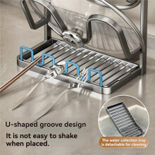 No Drilling Kitchen Rack - Wall/Countertop 2-in-1, Holds Lids/Boards/Utensils, Waterproof, Adjustable Height