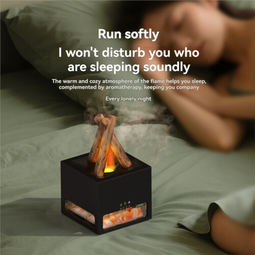 2-in-1 Himalayans Salt Lamp & Essential Oil Diffuser Aromatherapy Diffuser Automatic Fragrance Flame Humidifier White 2