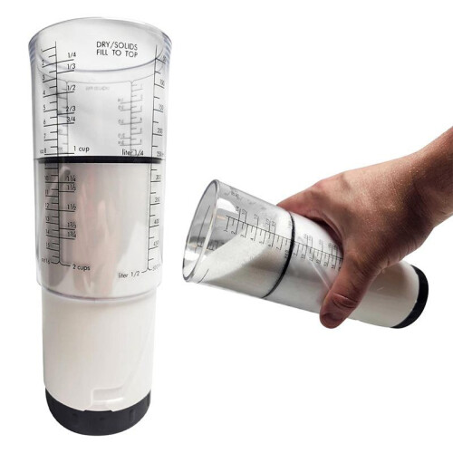 Adjustable Measuring Cup 1/8 to 2 Cup Plunger Measuring Cup Baking Measuring Cup Without Waste 1