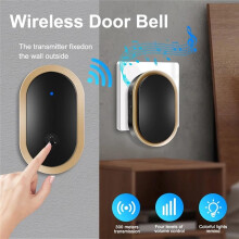 Kit de Campainha Sem Fio Inteligente com Controle Remoto de 300 M, 60 Toques, Funciona A Bateria, Fácil Instalação, Ideal para Casa e Escritório.