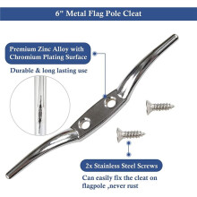 Flag Pole Topper & Hardware Parts Repair Kits,Halyard Rope, Cleat Hook, Flag Swivel Snap Clips Silver