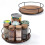 Kitchen Solid Wood Storage Rack Steel Round Organizer Desktop Spice Bottle Jar Turntable Rotating Makeup Tray 2