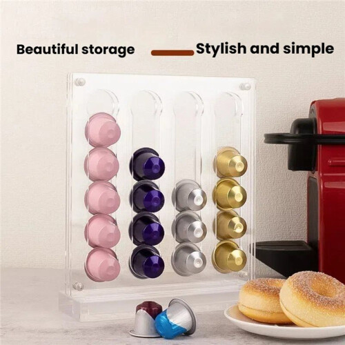 40 Capsule Coffee Capsule Holder Acrylic Transparent Instant Coffee Storage Display Rack Vertical Space Saving Sleek 2