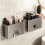 Aluminum Toothbrush Holder Wall Mounted - Space-Saving Bathroom Organizer for Toothbrush, Toothpaste 2