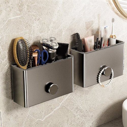 Aluminum Toothbrush Holder Wall Mounted - Space-Saving Bathroom Organizer for Toothbrush, Toothpaste 2