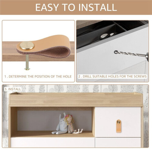 6Pcs Leather Drawer Pulls Thickened Leather Cabinet Handle with Screws Multi-Purpose Leather Knobs Furniture Drawer Knob