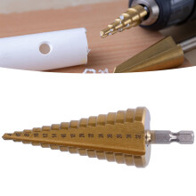 High Speed Steel Step Drill Bit 1/4in Triangular Handle, Ti Coated