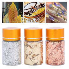 Gold Foil Flakes Set 3PCS Metallic Leaf for Nail Art & Craft Gilding Effect