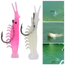 T0055 60pcs Soft Plastic Shrimp Lure Set with Hooks & Tackle Kit