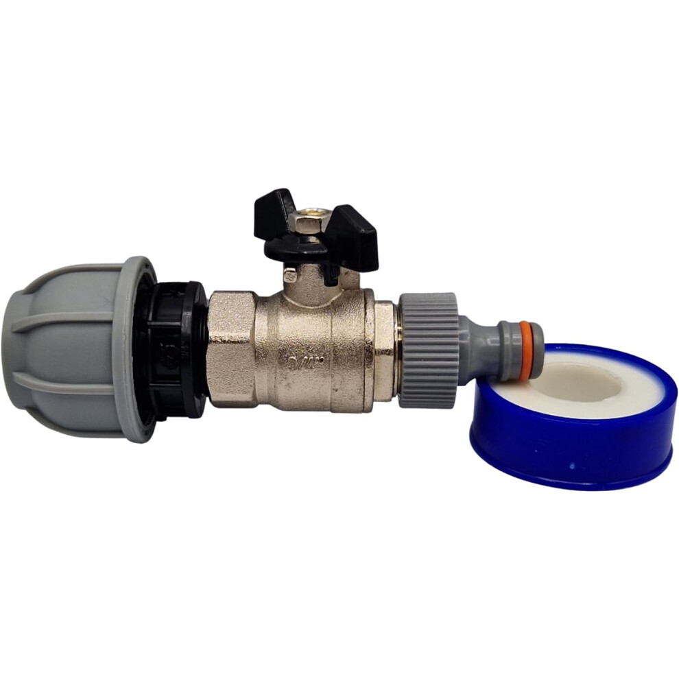 Mdpe 20Mm Butterfly Valve Kit With Click Lock Hose Connector And Ptfe Tape - Mypurecore 5060603862080