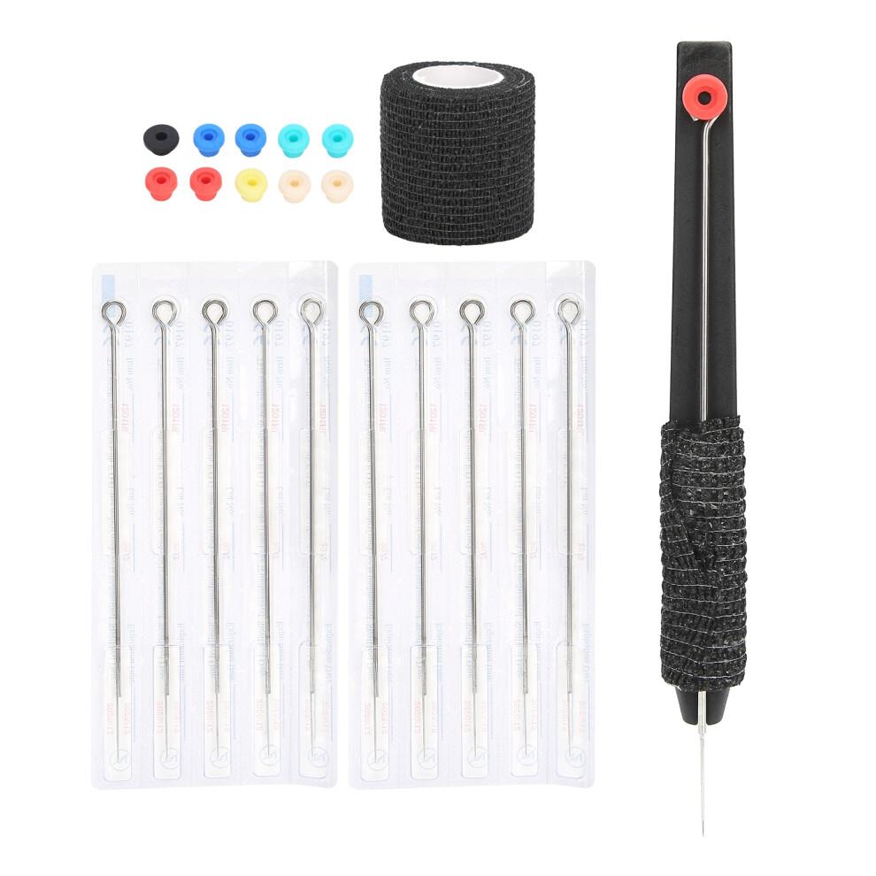Hand Tattoo Pen Kit with Steel Needles & Elastic Bandage, 12.8cm