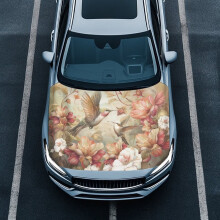 Floral Hummingbird Car Hood Cover Waterproof Breathable for
