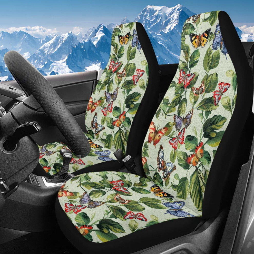 Forest Butterfly Car Seat Covers, Highback Washable Universal Front Seat Covers For Auto, Trucks, Van, Suv Â 2 Pack, Compatible With Most Vehicles Coral 9448483847841
