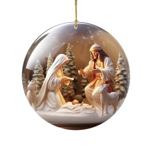 3.15 Inch Nativity Ornament Sublimation Pendant 1 Piece