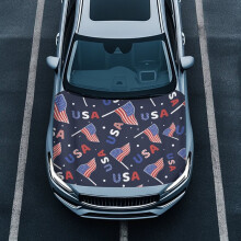 Motorkapbeschermer met Amerikaanse vlag – Waterdicht, eenvoudig te installeren motorkapbeschermer voor auto's, SUV's en pick-ups