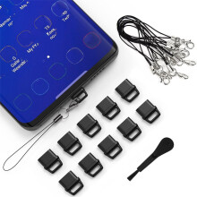USB C-pluggdekselsett, slitesterk støvbestandig ladeportbeskytter, 10-pakning med rengjøringsbørste for snor for telefon og nettbrett,