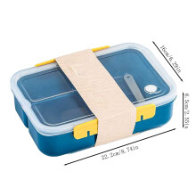 Leak-Proof Compartmentalized Portable Lunch Box with Fruit Section – Blue, Compatible with Home & Kitchen Use