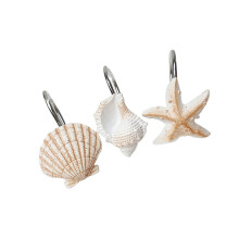 12Pcs Ocean Themed Bathroom Decor Shower Curtain Hooks Conch Shell Resin Metal
