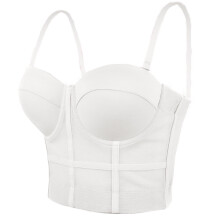 Dame mesh bustier crop top push up korset toppe bh abrikos hvid 2XL