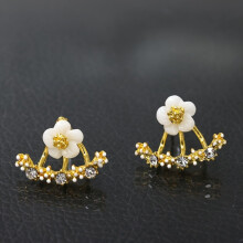 Women Crystal Stud Earrings Femme Flower Earrings Jewelry Front Back Earrings Elegant Flower Jewelry