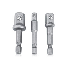 3pcs/Set Socket Aadpter Standard 1/4in Hex Shank to 1/4 3/8 1/2 Drill Bits Extension Bar Impact Grade Socket Adapter Set(short style)
