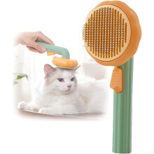 Dog brush, cat brush, grooming brush, self-cleaning grooming brush, grooming tool for long or short-haired cats, pet brush