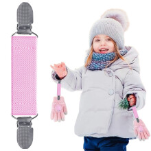 Roze verstelbare elastische wantenclips – antislip klemmen voor bank, lakens en kleding met roestvrijstalen clips en plastic tanden, compatibel met