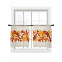 Fall Maple Leaf Sheer Curtains 52"W x 54"L, Linen Texture Light Filtering Voile Drapes with Rod Pocket – 2 Panels, Compatible with Standard Curtain