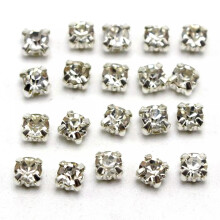 250 Silver Clear Crystal Glass Rose Montees 4mm Sew on Rhinestones Beads