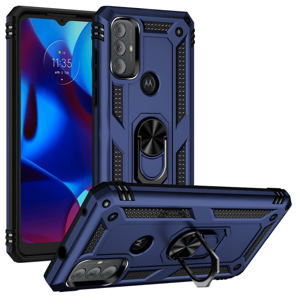 Moto G Power 2022 Case, Military-Grade Shockproof Cover With 360 Rotating Kickstand - Blue 9448483817271
