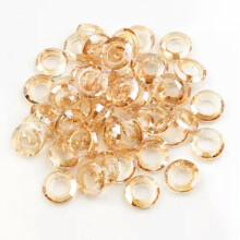 50pcs 8mm 10mm Round Mid Hole Faceted Crystal Glass Loose Beads DIY Jewelry-Amber Gold-10mm