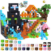 (200 PCS 森林火山喷发) 300 Magnetic Blocks - Stacked Magnets, STEM Montessori Sensory Toys for Boys Girls Ages 3+, Christmas Birthday Gifts