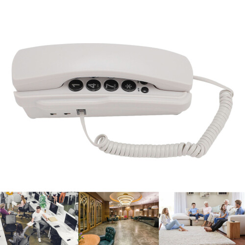 Wall Mount Phone with Volume Adjustable Ringer, Redial, ABS, White 2