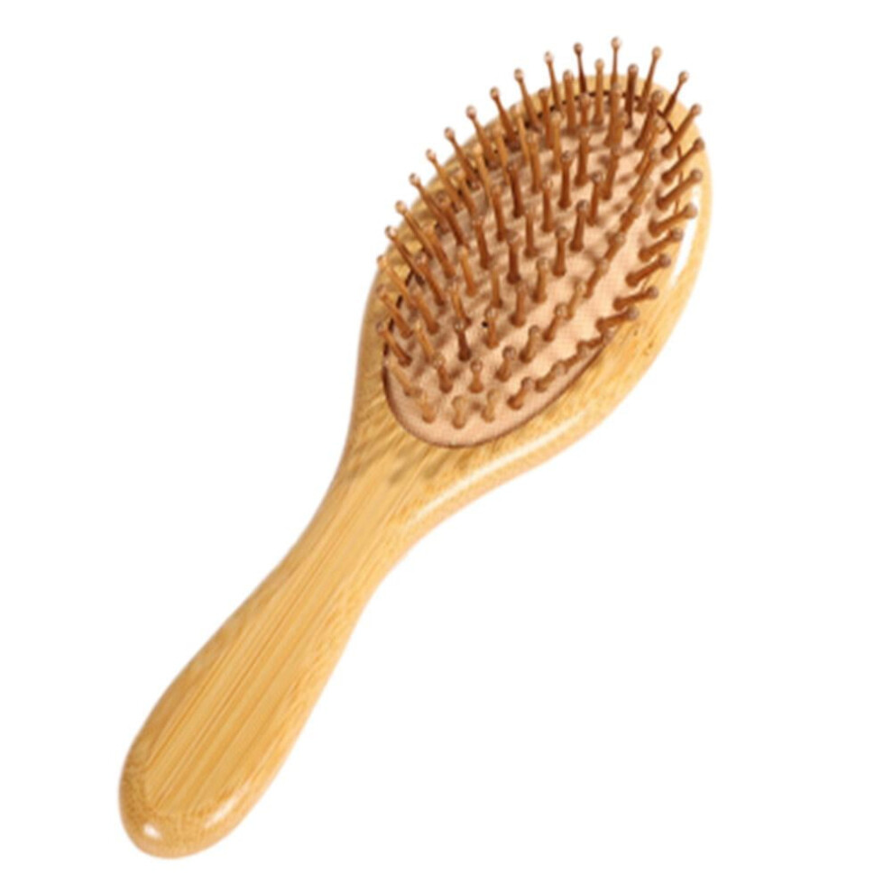 Natural Bamboo Cushion Comb with Ergonomic Handle for Gentle Detangling and Scalp Massage